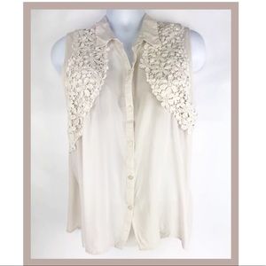 Cato Sleeveless Blouse Embroidered Flower Detail